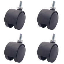 6mm Threaded Stem 40mm Dual Wheel Rotatable Caster Black Tw