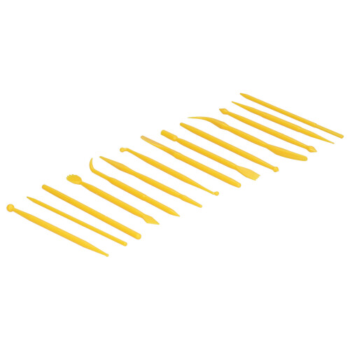 Set da 14 pezzi di strumenti per modellare l'argilla plastica, giallo