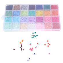 Perles de rocaille en verre 2 mm, 28 couleurs, boîte de 14000 pièces