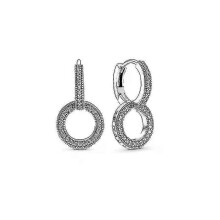 (2) Double Hoop Earrings Pandora Pure Silver 925 Earrings (without Box) Tw