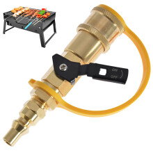 Propane Fittings and Adapters, 1/4" Brass Quick Couplings with Valve for Motorhome, Camping, and Picnic Use