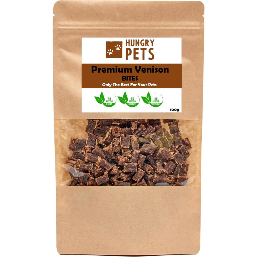 Hungry Pets Venison Bites 100G Pouch | Natural Dog Treats | High Protein Low Fat Training Snacks