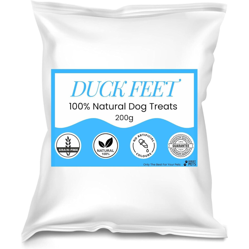 Hungry Pets Duck Feet 200g Pouch | Natural Dog Treats | Crunchy High Protein Snacks for Teeth & Joints