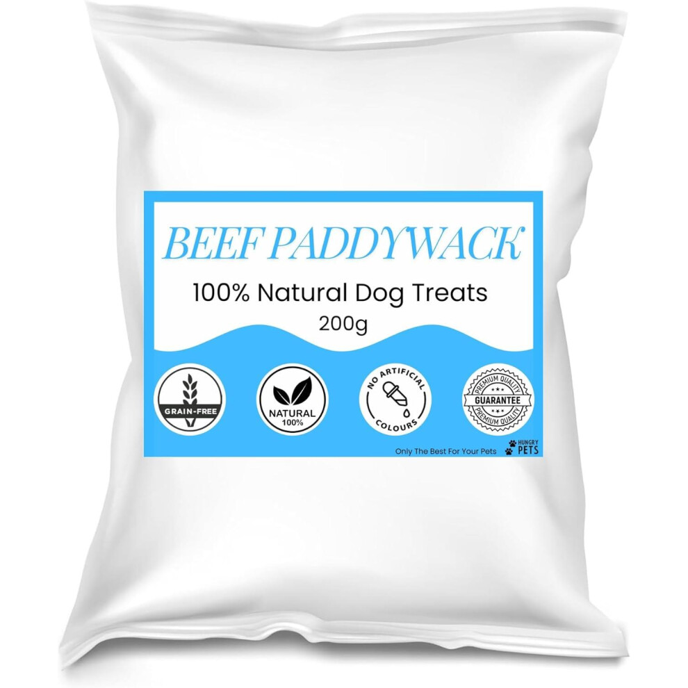Hungry Pets Beef Paddywack Pouch | Natural Dog Treats | Long-Lasting High Protein Chews For All Breeds 200G