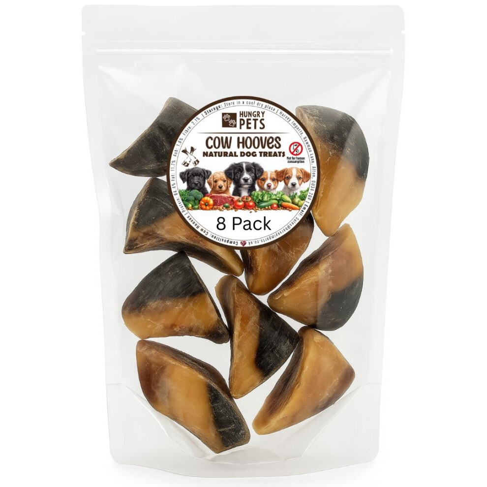 Hungry Pets Grain Cow Hooves Pack | Natural Long Lasting Beef Dog Chews Free Size 8