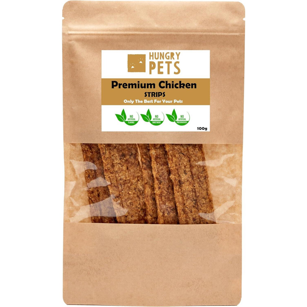 Hungry Pets Chicken Strips 100G – Natural Dog Treats, Free, High Protein, Hypoallergenic Grain