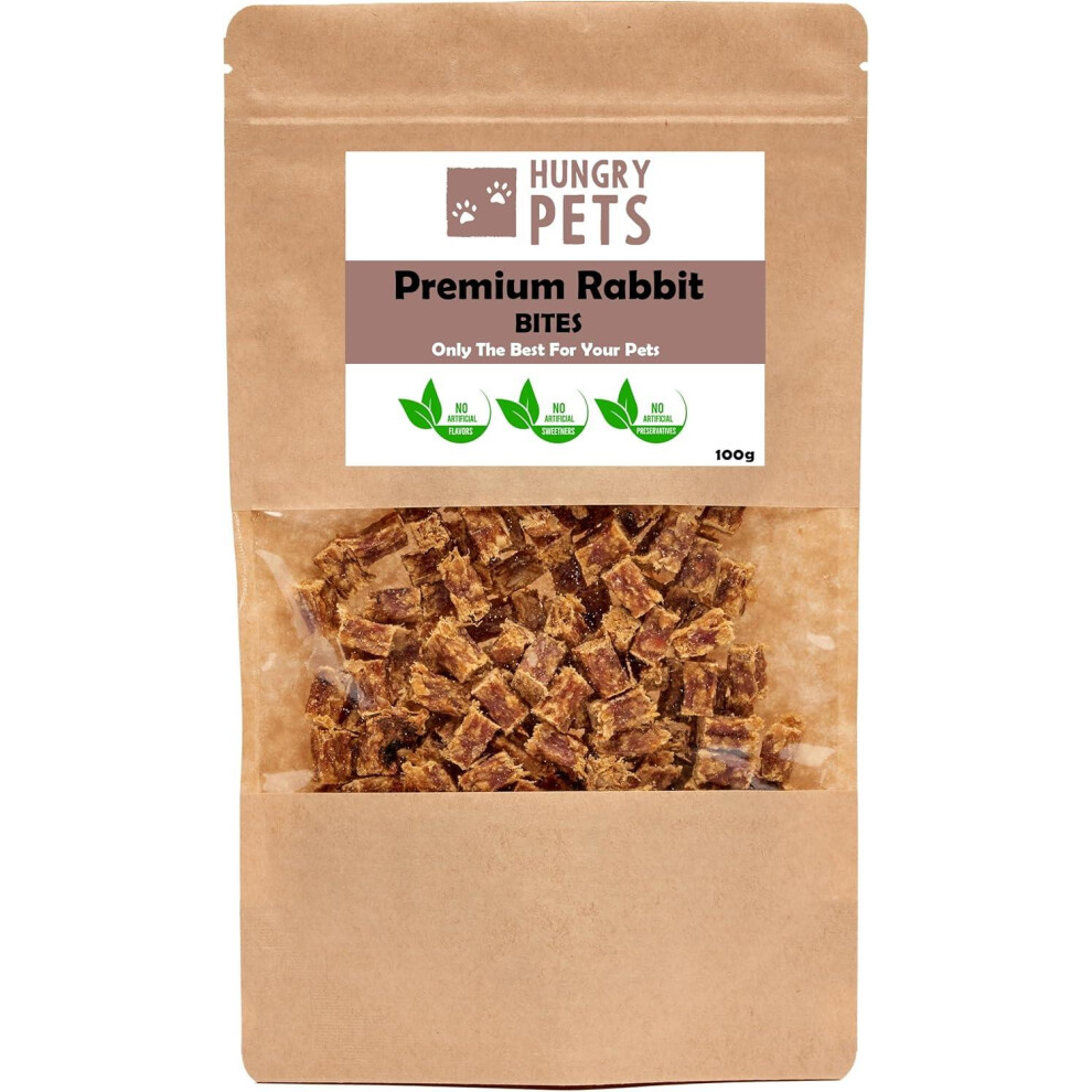 Hungry Pets Rabbit Bites 100G Pouch | Natural Dog Treats | High Protein Low Fat Training Snacks