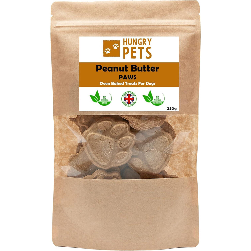 Hungry Pets Peanut Butter Paws 200g Pouch | Dog Biscuit Treats | Crunchy Peanut Butter Flavoured Snacks