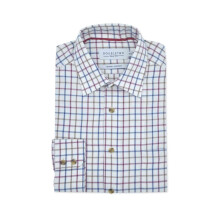 (Plum, 22) Double Two Men's Classic Fit Long Sleeve Pure Cotton Check Shirt 15 to 23