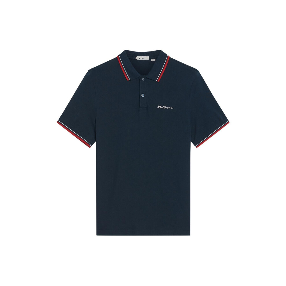 Ben Sherman (Dark Navy, 5XL) Signature Pique Polo Shirt For Men In 5 Colours, 2XL-5Xl Blue
