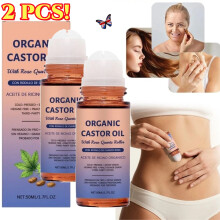 2X Organic Golden Castor Oil Roll-On with Rose Quartz | 100% Pure for Skin 50ML