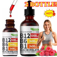 2X Vitamin B12 and B6 Liquid Drops, B12 Sublingual B Complex - B12 5000mcg 60ml