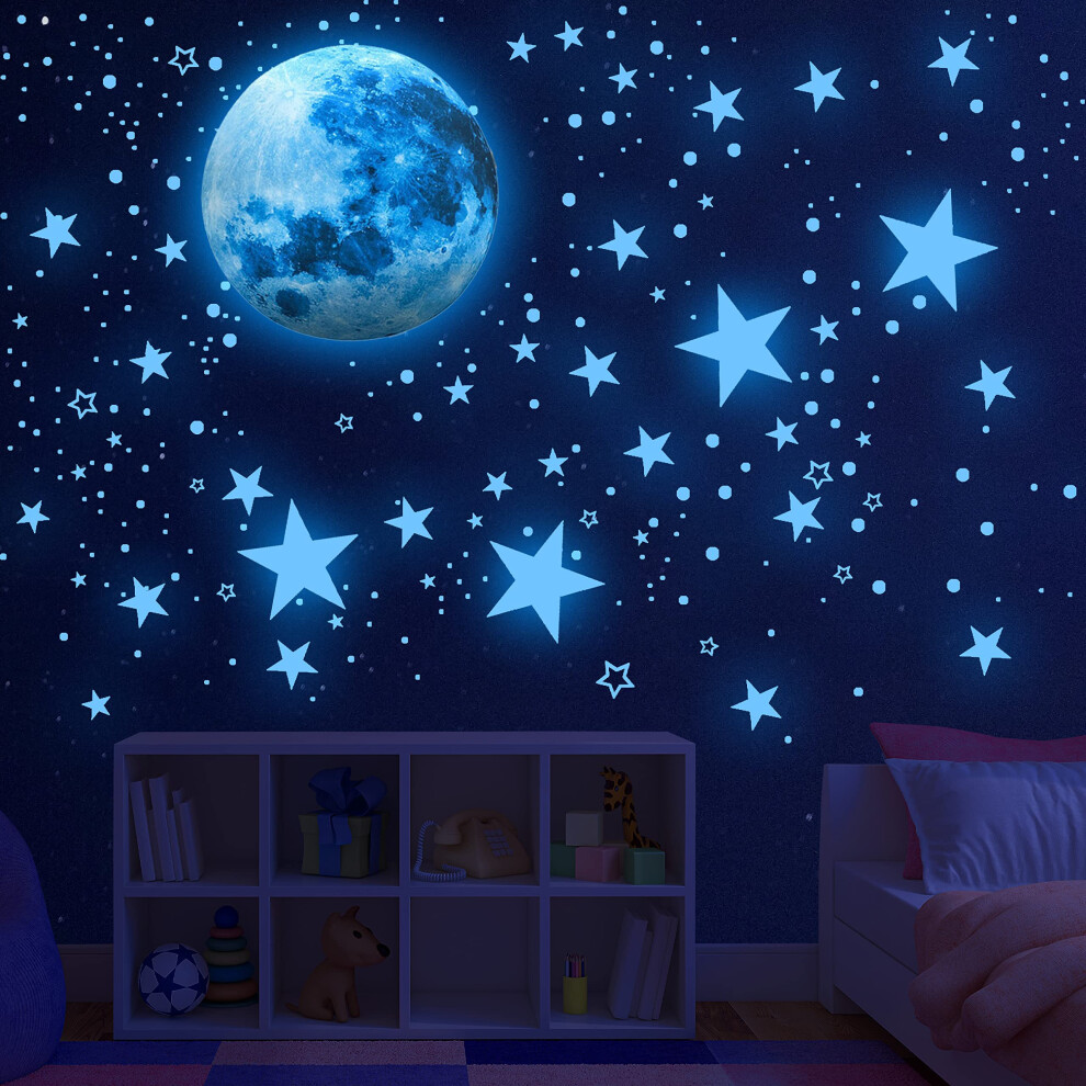 Glow In The Stars For Ceiling,Glow In The Stars And Moon Wall Decals, Ceiling Stars Glow In The Kids Wall Decors, Perfect For Kids Nur Dark Neasyth