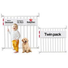 BabyDan No Trip Safety Gate (72-78.5cm)- Twin Pack. Made in Denmark., White