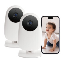nooie 2 Pack Baby Monitor WiFi 2K Baby Monitor and Camera with Night Vision, Motion/Sound Detection, App Control, 2-Way Audio, Works with Alexa/Googl