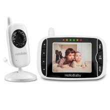 HelloBaby Wireless Video Baby monitor with Camera and Night Vision, 3.2 Inch Screen Night Vision Temperature Monitoring & 2 Way Talkback System Lulla
