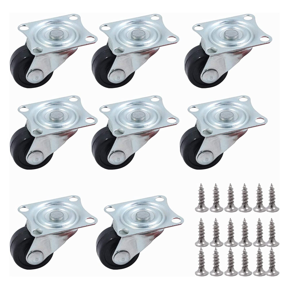 Qopahi Swivel Small Casters, 8 Pack Rubber Trolley Wheels With Stainless Steel Base, Castor Wheels For Trolley Dolly Garden Planter Storage Cart(25Mm 55747356