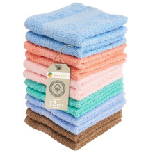 Living Fashions Cotton Washcloths 12 Pack - 33 x 33 CM - Multicolor Absorbent & Soft Washcloths - 100% Ring Spun Cotton Fingertip Towels