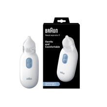 Braun Nasal aspirator 1 - Mucus Remover - Blocked Nose Relief - Electric Suction Power - Two Suction Levels - 2 Nose Tip Sizes - Newborn, Baby, and C