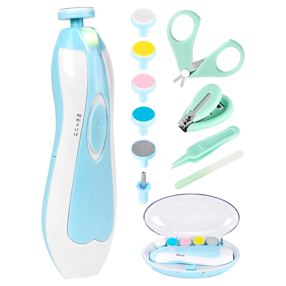 Baby Nail Trimmer Electric-12 In 1 Baby Nail Clippers Safe Baby Nail File Kit With A Nail Clipper, Scissor, Tweezers, And Nail Files Qunlions Life