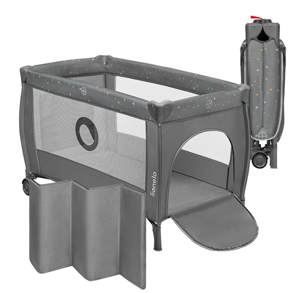Stefi Plus 2In1 Travel Cot & Baby Zone Portable With 2-Level Mattress Heigh, Baby Bed For Newborns And Toddlers 0-36Kg Mattress Side Entry, B Lionelo