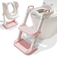 Potty Training Toilet Seat Toddler, Kids Potty Training Seats for Baby Boys Girls with Ladder Soft Cushion Handle and Anti Splash Foldable Toilet Tra