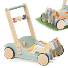 Giant bean Wooden Baby Walker for Boys and Girls, Galloping Ponies Push and Pull Learning Activity Walker, Baby Push Walker Toys Develops Motor Skill