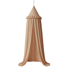 Wonder Space Kids Bed Canopy with Ruffles, Pastel Neutral Color for Boys & Girls, Frilled Cotton Tent Nursery Room Baby Crib Hanging Curtain Mosquito