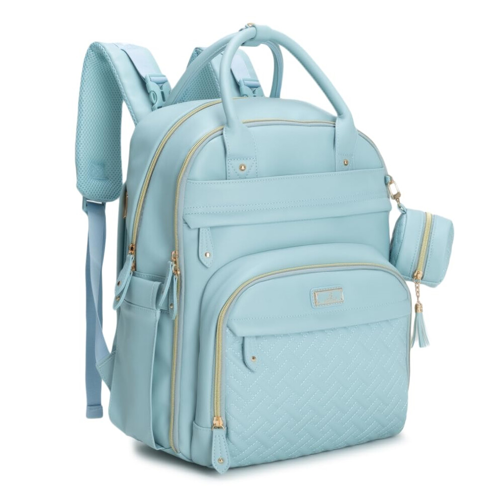 Leather Diaper Bag Backpack - Baby Essentials Travel Baby Bag, Multi Function, Water-Resistant, With Changing Pad, Stroller Straps & Pacifi Babbleroo