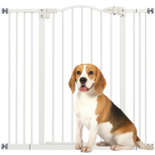 PawHut Pressure Fit Dog Stair Gate No Drilling Safety Gate Auto Close for Doorways, Hallways, 74-100cm Adjustable, 94cm Tall, White