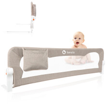 lionelo EVA Bed Rail Guard 150Lx42H cm Foldable 180 with tilt adjustment, Mesh Fabric, SecureBelt Straps Safety Barrier for Toddlers bed with Safe L