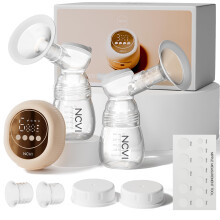 NCVI Electric Breast Pump 8128, Double Breast Milk Pump 4 Modes 9 Levels, Rechargeable Breastfeeding Pump with LED Display, Anti-Backflow, 21/24mm Fl