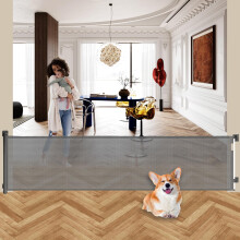 BECROWM Extra Wide Retractable Baby & Dog Gate for Large Openings, Safety Gates for Doorways & Wide Spaces (Grey, 250cm)