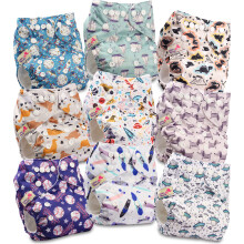 Littles and Bloomz Baby Reusable Pocket Nappy Cloth Diaper, Standard Popper, 9 Nappies, FLP2-0901