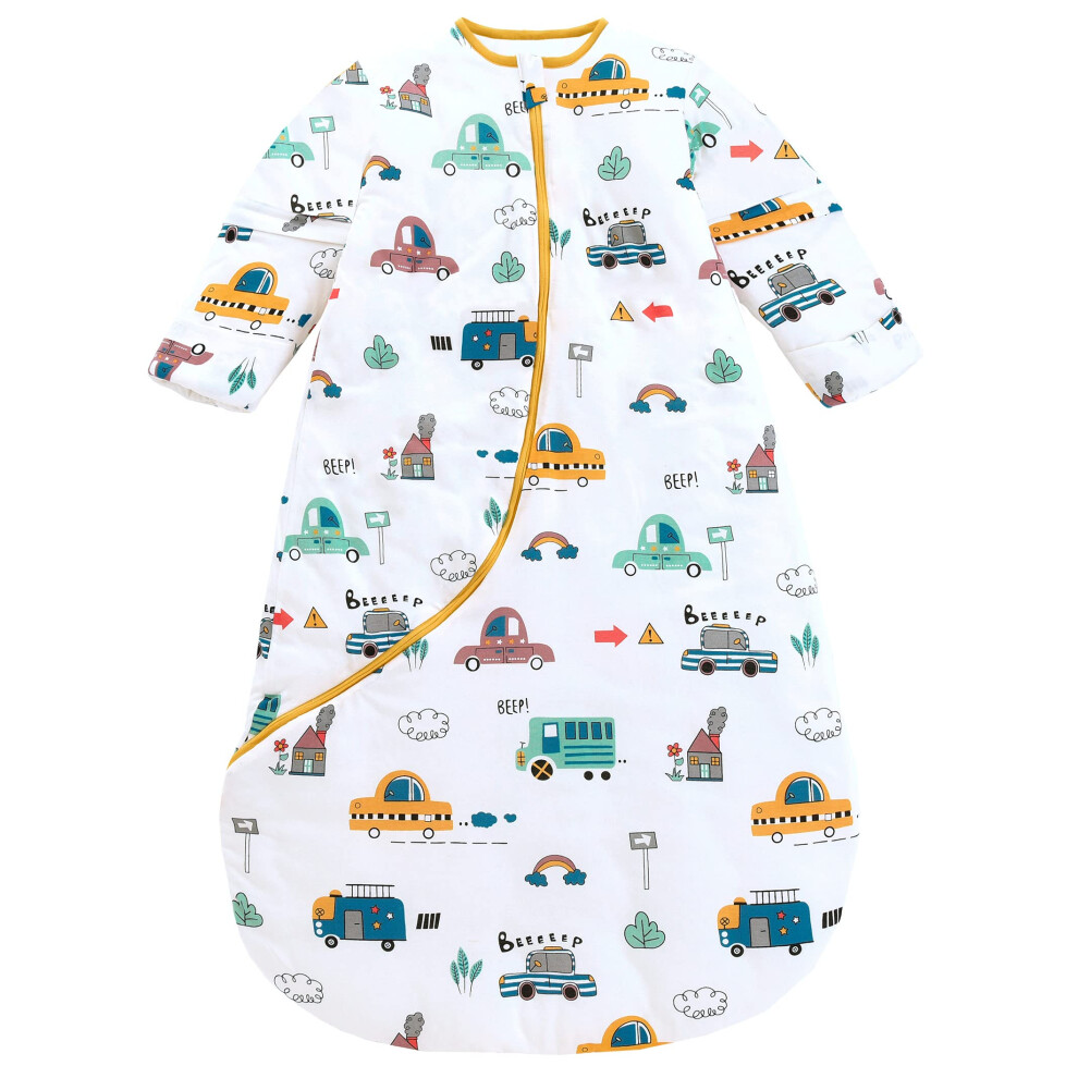 Chilsuessy Baby Sleeping Bag with Detachable Sleeves Winter 3.5 Tog Kids Sleeping Bag 100% Cotton Very Soft Sleep Bag for Infant Toddler, City car/3.-image-OPC-PJRD8VZ-NEW