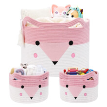 AXHOP Large Toy Storage Baby Basket 3 Pack, 50x35cm Woven Baby Laundry Blanket Basket, Teddy Storage for Kids, Dog, Cat.