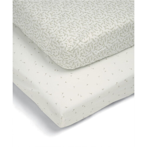 Mamas & Papas Mamas & Papas 2 Pack Cot/Bed Fitted Sheets, Seedling Leaf 2