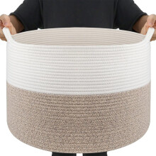 Maliton Storage Basket, Cotton Rope Large Laundry Basket for Clothes, Toys, Blankets, 55x35cm 68L Foldable Toy Storage with Sturdy Handles for Living