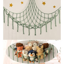 Kawaii Yellow Stuffed Animal Hammock - Large Net for Toys - Hanging Storage Organizer - Toddler Girl Room Bedroom Boho Nursery Decor