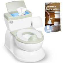 Real Feel Potty with Wipes Storage, Transition Seat & Disposable Liners - Realistic Toilet - Easy to Clean & Assemble - Jool Baby (Sage)