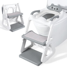 Orzbow Potty Training Toilet Seat with Steps, Stable Toddler Toilet Seat and Step w/Triangle Structure, Extended Pedal & Splash Guard and Waterproof