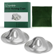 NISXABEBE Silver Nipple Shields, 999 Silver Cups for Breastfeeding, Essentials Breast Shields for Nursing Newborns, Silver Nipple Guards and Pads-Tri