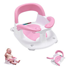 babove Baby Bath seat for Babies 6 Months & up with Thermometer Sticker, one-Touch Button for Easy armrest Opening, Baby sit up Bath Chair (Sakura Pi