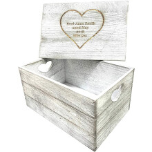 Personalised Wooden Memory Box, Large Engraved Keepsake Box for Baby Gift, Wedding Heart Design Valentines Engagement Present Anniversary Memories Bo