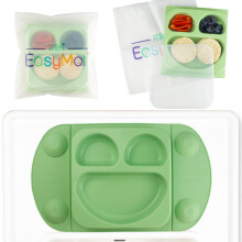 EasyMat Mini Portable Silicone Baby Suction Plate by EasyTots | Lid and Carry Case Included | Travel Friendly | Perfect Placemat for High Chair Feedi