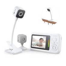 Baby Monitor with Camera and Night Vision - 1080P HD Baby Camera Monitor with Cot Clip & Holder, No WiFi, Secure 2.4GHz, 2-Way Audio, Cry Detection,