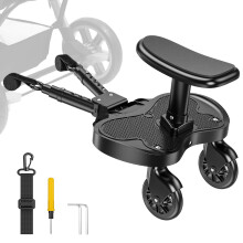 BugyKido Buggy Board, Universal Buggy Board with Seat for Children, Baby Kiddy Board, Stroller Accessory from 2-6 Years (25 kg), for Over 99% of Baby