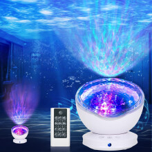 VOGHERB Ocean Wave Projector, Sensory Lights with 8 Lighting Modes, Skylight Projector with 6 Sleep Aids, Remote Control Projection Lamp, Timing Func
