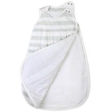Snoozebag Child Toddler Sleeping Bag Size 3-6 Years 2.5 Tog Long 130cm With Side Zip Opening 100% Cotton Outer Nursery Sleepsack (Grey Stripe)