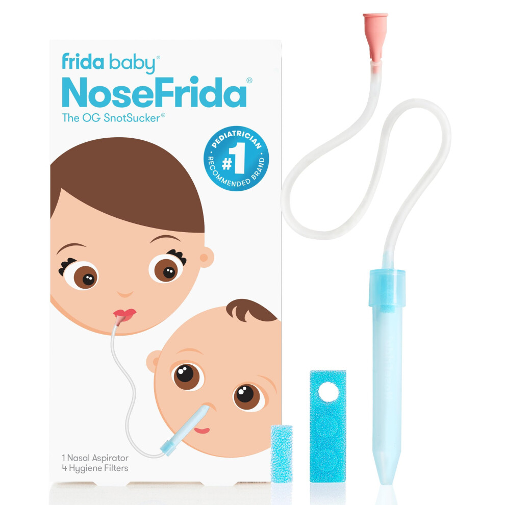 Frida Baby NoseFrida the SnotSucker: Nasal Aspirator for Baby, Baby Nose Sucker, NoseFrida + 4 Hygiene Filters-image-OPC-PJRD9MH-NEW